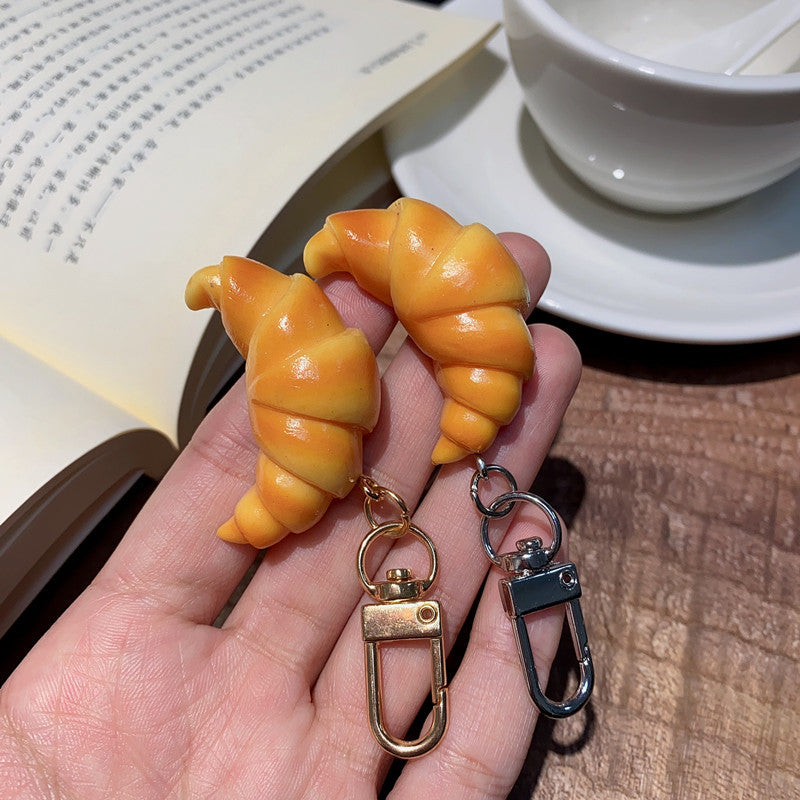 Wholesale PVC Imitation Food Toy Croissant Bag Key Chain